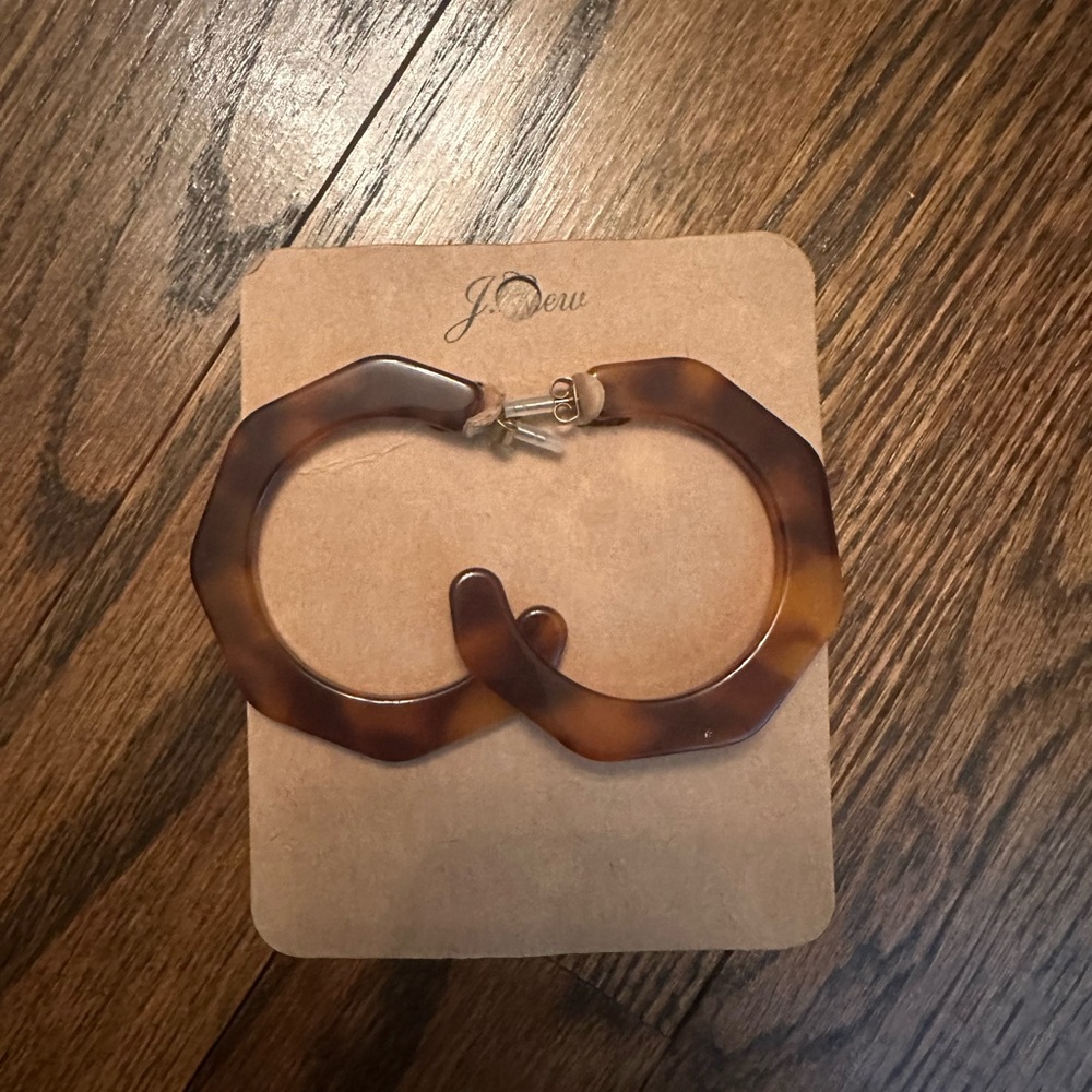 J. crew NWT tortoise hexagon hoop earrings